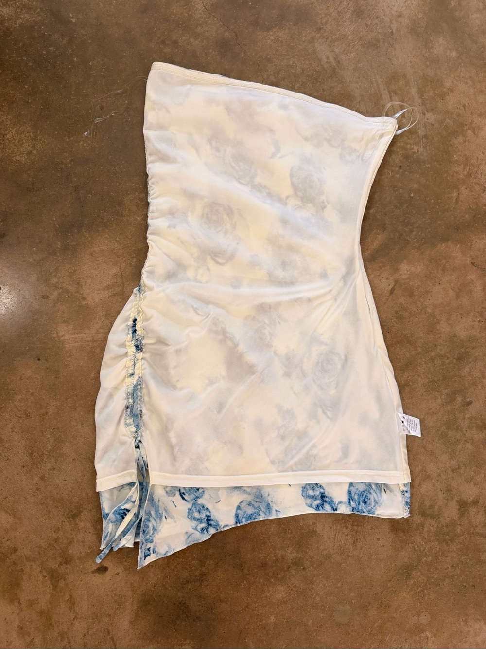 L.A. Hearts Pacsun Blue Floral Strapless Ruched Mini Dress NWT Size S - Picture 7 of 12